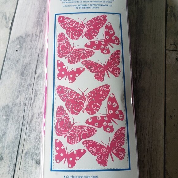 RoomMates Peel & Stick Wall Decals Flocked Butterflies In Pink - Picture 4 of 5